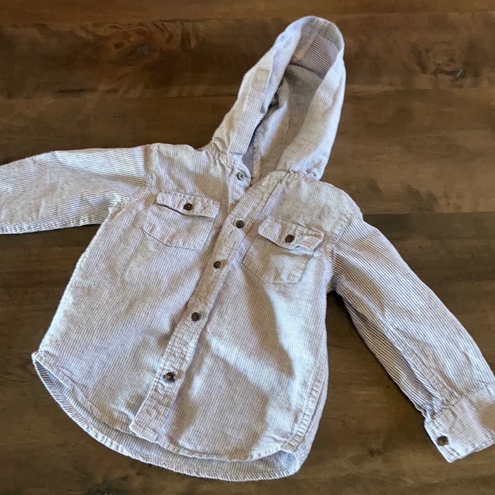 Boys button down hoodie shirt
